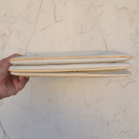 Vintage Cream Reptile Print Shoulderbag - Picture 6 of 8